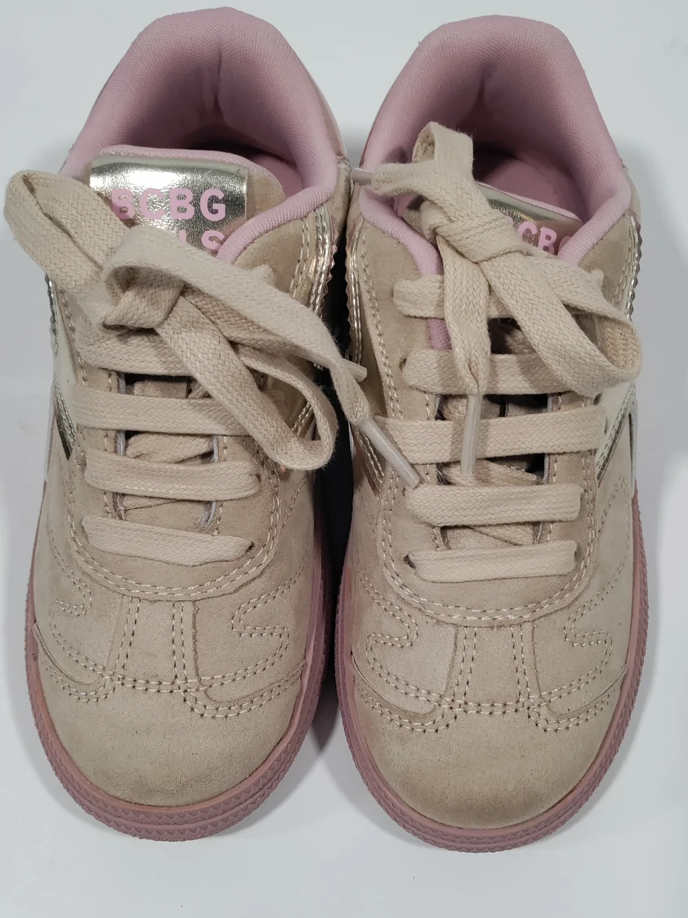 BCBG Girls Geena Beige Pink Metallic Sneakers Size 11M
